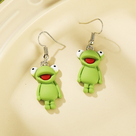 European and American frog earrings creative cute green frog earrings wholesale's discount tags