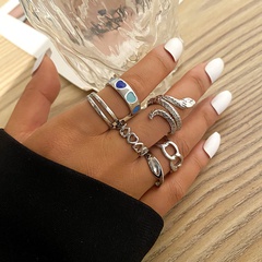 punk style retro ring trendy women's old ring creative snake 6 piece ring