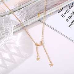European and American fashion simple personality women's moon five-pointed star pendant necklace
