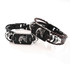 European and American eagle animal leather braided rope buckle bracelet