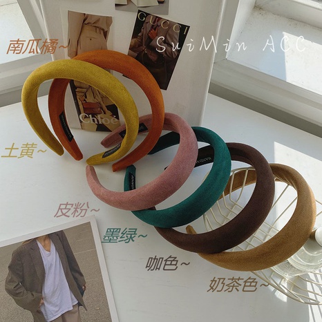 Koreanische Version des breitkrempigen Wildleder-Haarband-Schwamm-Stirnbands's discount tags