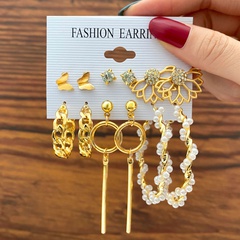 chain pearl hollow pattern butterfly geometric tassel earrings set 6 pairs
