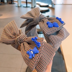 Korean version of plaid three-dimensional bow cute bear headband