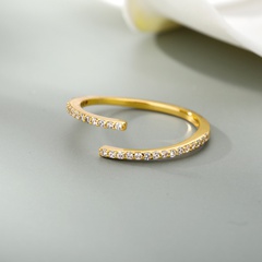 french diamond golden zircon female opening adjustable ring