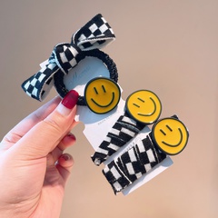 smiley face black white checkerboard hairband hairpin head jewelry