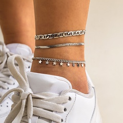 European and American jewelry fashion tassel star foot decoration snake bone chain anklet