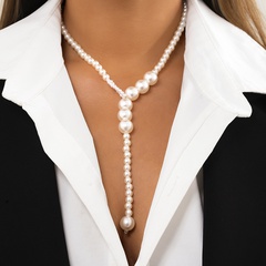 European and American retro imitation pearl necklace long Y-shaped tassel beaded necklace