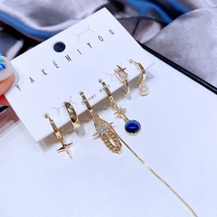 new European and American fashionable blue planet star ear ring set