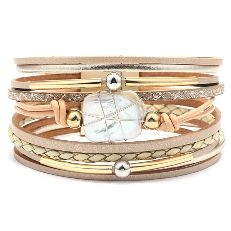 bracelet de perles en cuir multicouche de style ethnique bohème's discount tags