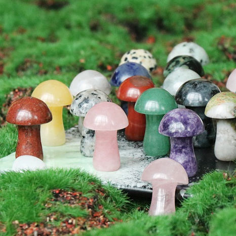 25mm crystal stone large mushroom DIY stone small ornaments NHKES533784's discount tags