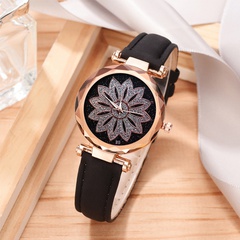 fashion trend flower starry sky digital scale leather quartz watch