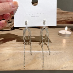 fashion inlaid rhinestone tassel long earrings