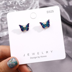 Exquisite dark blue butterfly shape fashion women's earrings