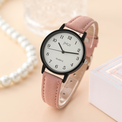 New fashion pink ladies round quartz watch