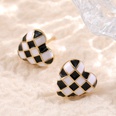 Fashion black and white plaid exquisite heartshaped womens earringspicture11