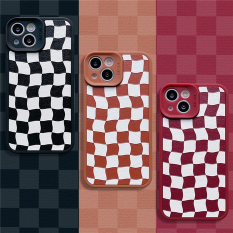 retro irregular checkerboard lattice Apple mobile phone case NHFI536599's discount tags