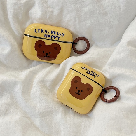 adorable pochette de protection Airpods Pro avec un ours jaune's discount tags