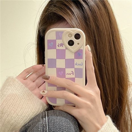 Gentle purple chessboard Apple mobile phone case NHFI536698's discount tags