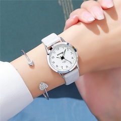 Fashion silver shell ladies belt watch luminous pointer quartz ladies wrist watch