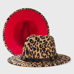 woolen leopard men's fashion women's felt flat brim hats jazz hats