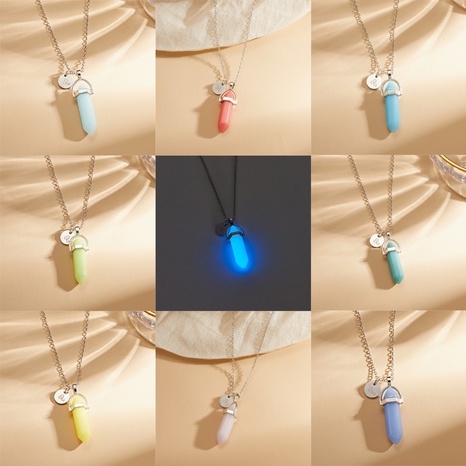 European and American fashion creative luminous natural stone alloy necklace's discount tags