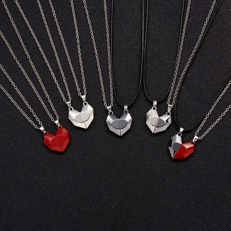 New couple necklace fashion black and white wishing stone alloy necklace's discount tags