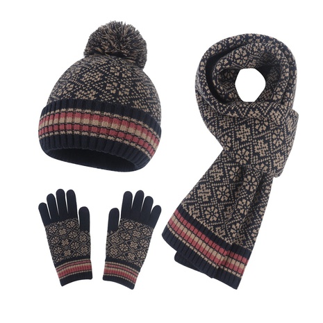 fil de laine d'hiver nouveau bonnet tricoté écharpe gants trois pièces's discount tags