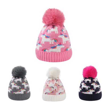 nouvelle boule de poils de licorne pour enfants épaissie chapeau tricoté chaud bébé chapeau de laine mignon's discount tags