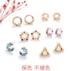 Korea Color Five Star Flower Earrings Cute Girl Earrings