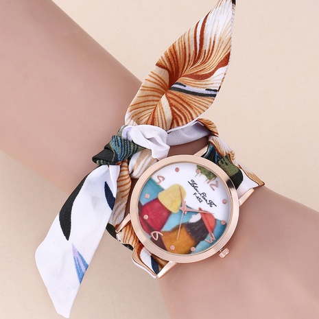 montre à quartz décorée de banderoles de ruban de fleurs de nouveau style's discount tags