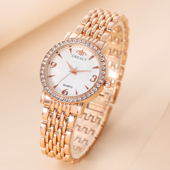 Ladies Stainless Steel Watch Luxury Rose Gold Diamond Quartz Watch