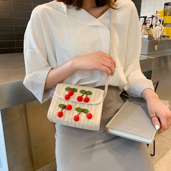 new fashion cherry beach bag straw woven messenger bag