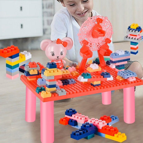 Cute mouse building table puzzle assembling brain children's theme mini building blocks's discount tags
