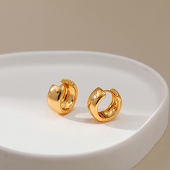 18K Gold Classic Glossy Circle Copper Earrings