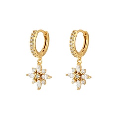 s925 silver needle inlaid zircon full diamond flower star copper earrings