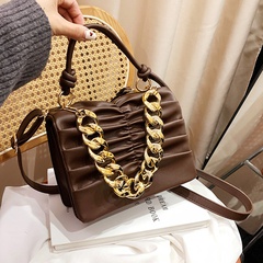 Fashion fold small square bag new thick chain handbag casual shoulder messenger female bag