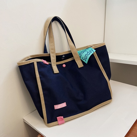 Fashion new contrast color canvas bag lady handbag  NHTG541228's discount tags