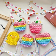 spring and summer new cartoon apple silicone coin purse messenger bag
