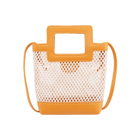 new bucket handbags solid color fashion square handle hollow crossbody shoulder bag's discount tags