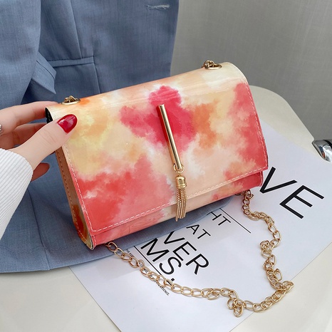 Fashion New Cloudy Ink Dyed Gradient Square Tassel Shoulder Bag's discount tags