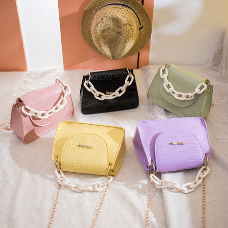fashion big chain accessories stone pattern shoulder bag handbag's discount tags