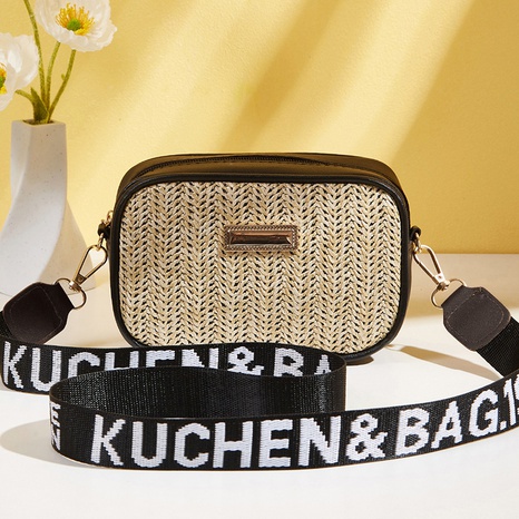 fashion handbags urban simple and popular straw woven bag waist bag stitching zipper shoulder bag's discount tags