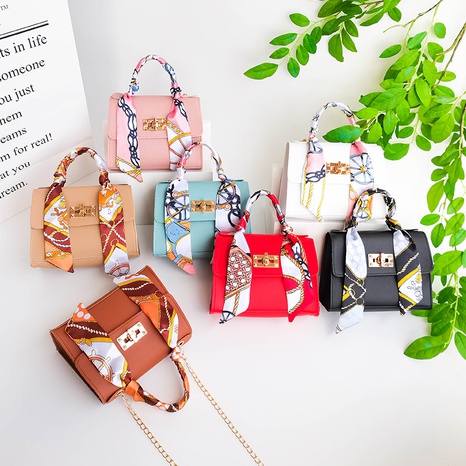 Damen-Einfarbige einfarbige Handtasche mit Seidenschalverschluss kleine quadratische Tasche Umhängetasche's discount tags