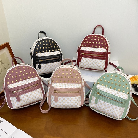 wholesale fashion new bag small backpack stitching rivets backpack NHJYX541528's discount tags