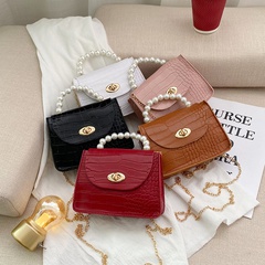 new women's pearl handbag stone pattern solid color small bag urban simple shoulder bag