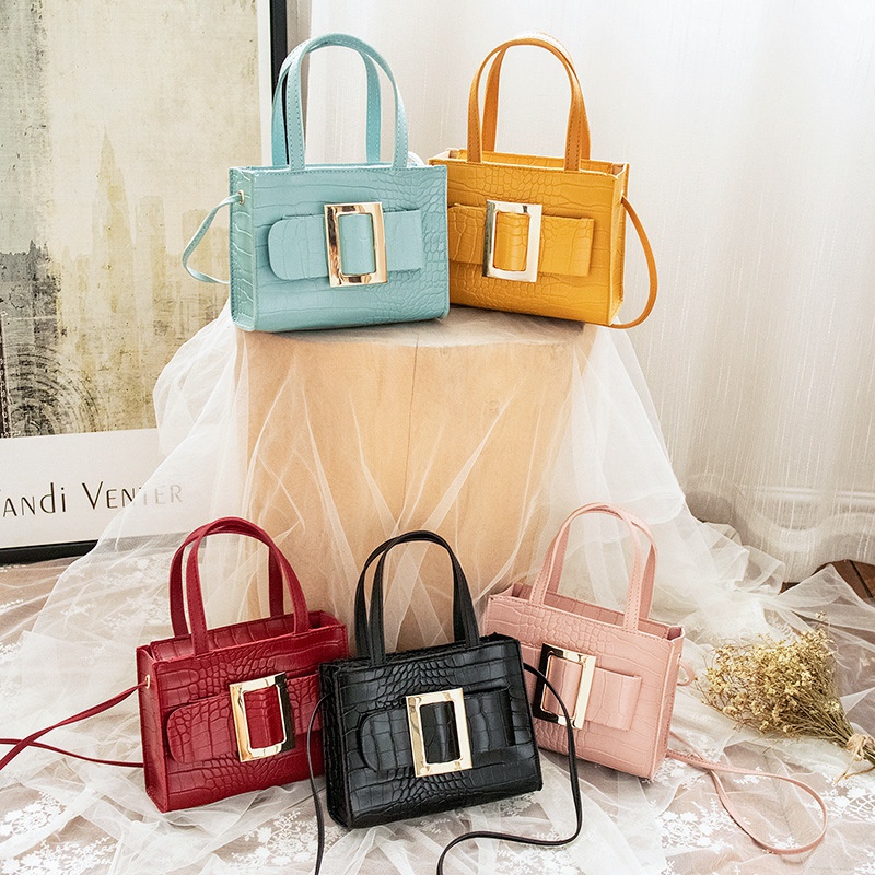 trend handbags solid color crocodile pattern messenger bag metal decoration fashion shoulder bag NHJYX541517