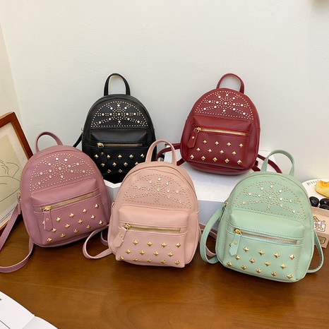 wholesale women's small backpack diamond rivet handbag bag urban simple backpack's discount tags