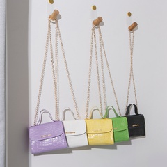 Mode Handtasche Steinmuster einfarbig kleine quadratische Tasche Metall Damen süße Umhängetasche