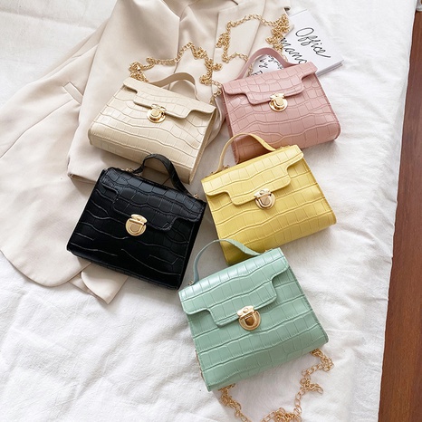 solid color stone pattern handbag new chain bag simple fashion Korean shoulder bag NHJYX541552's discount tags