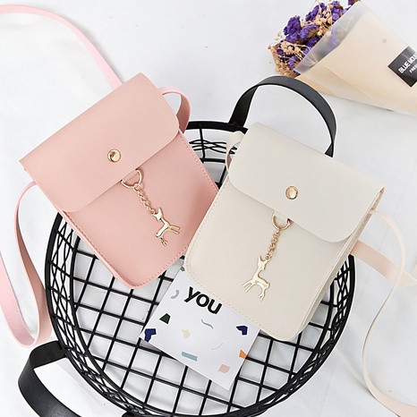 Ladies popular small square bag pure color fawn metal accessories mobile phone bag  NHJYX541560's discount tags